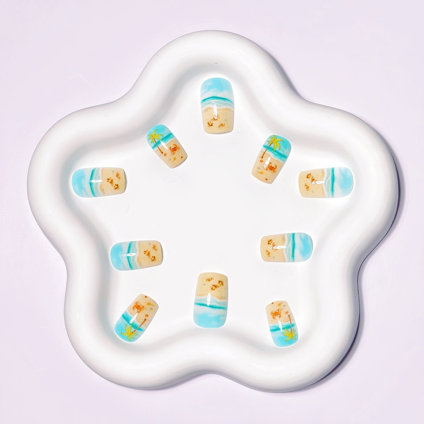 Tropical Beach-Themed Nail Art Acalora