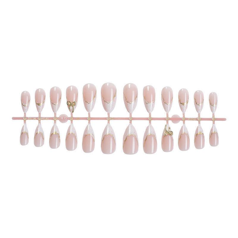 Elegant Press-On Nail Art with Gold Accents Acalora
