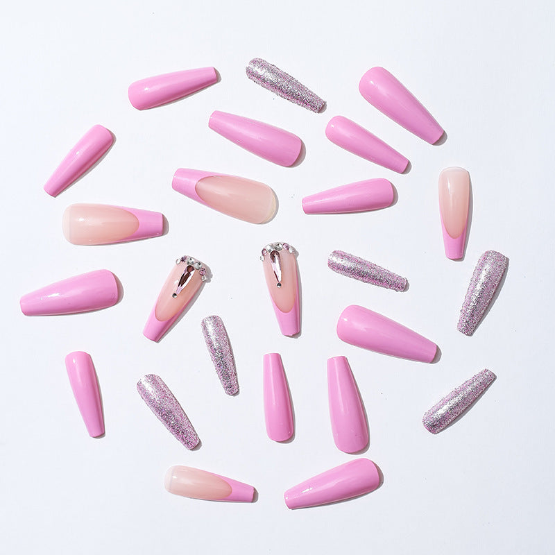 Decorative Press-On Nail Set with Glitter and Gem Accents Acalora
