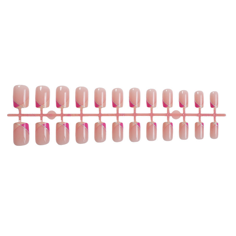 Decorative Press-On Nail Set with Stylish Geometric Design Acalora