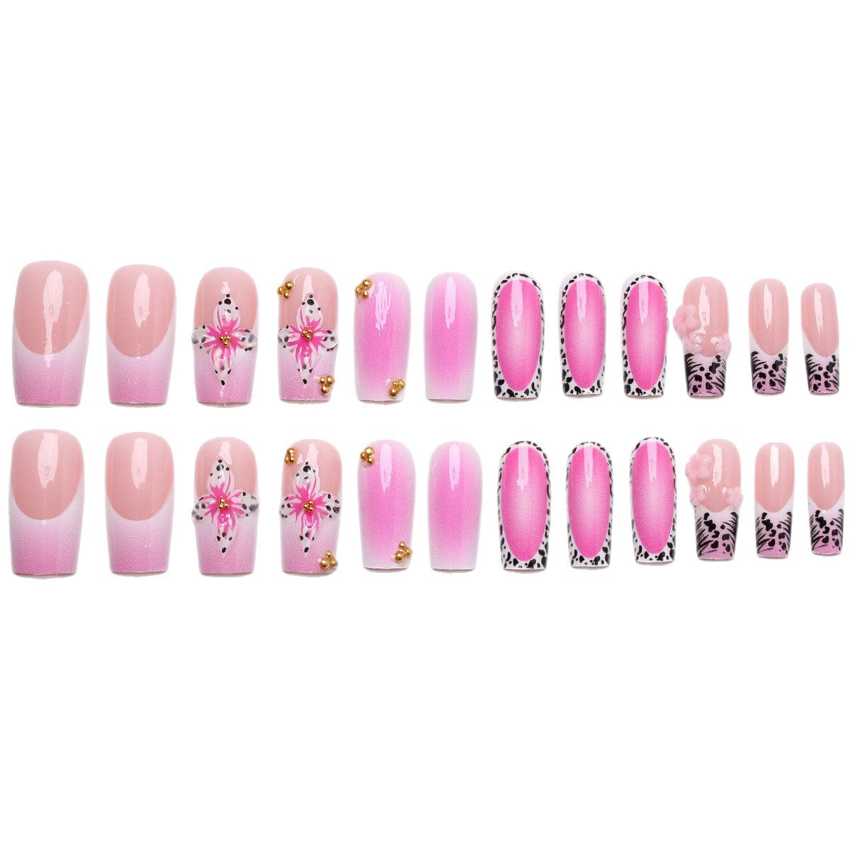 Nail art set with floral and glamorous accents Acalora