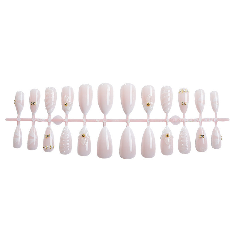 Decorative Nail Art Press-On Set with Floral and Gold Accents Acalora