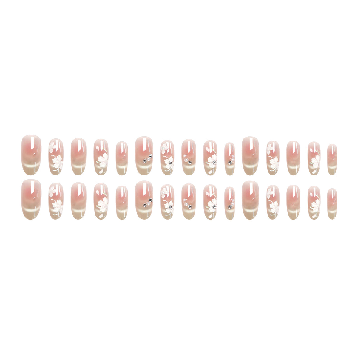Artificial nail set with elegant floral accents Acalora