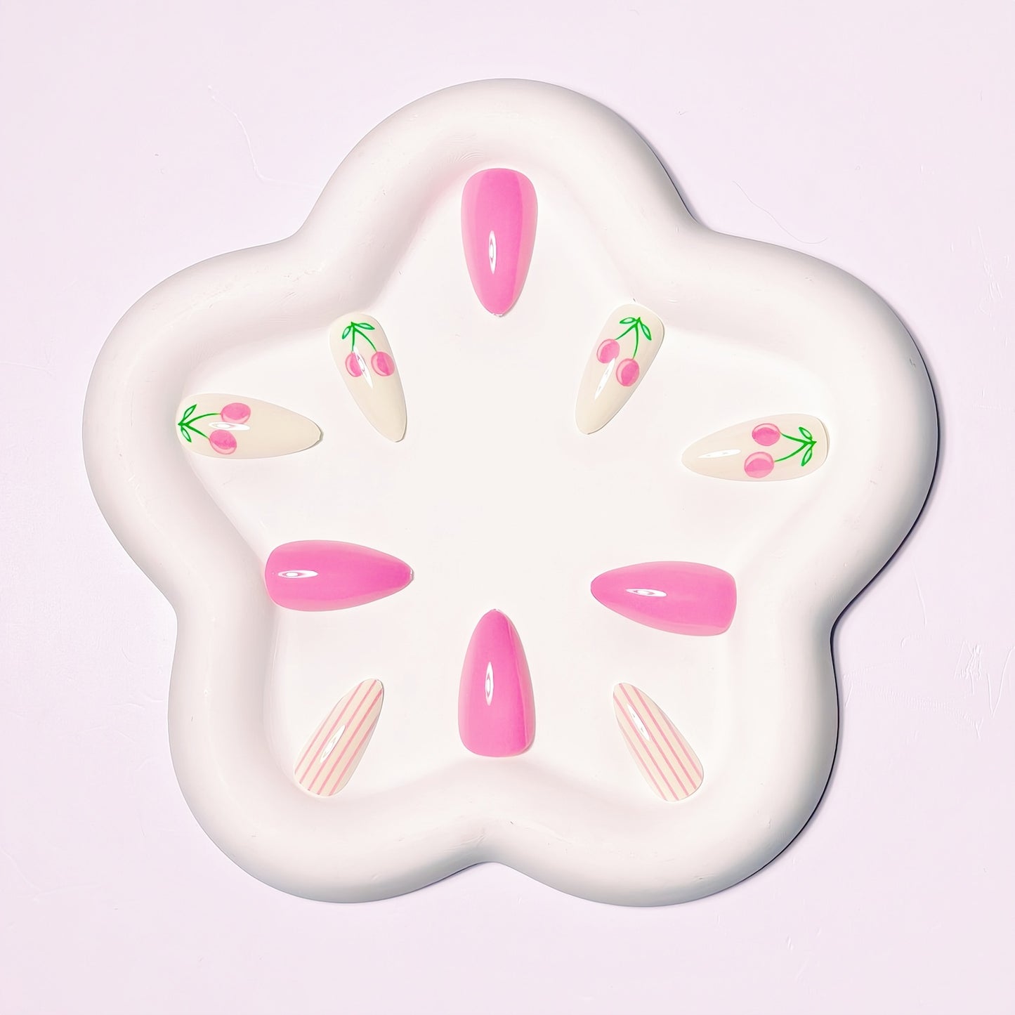 Artistic Cherry-Themed Nail Art Acalora