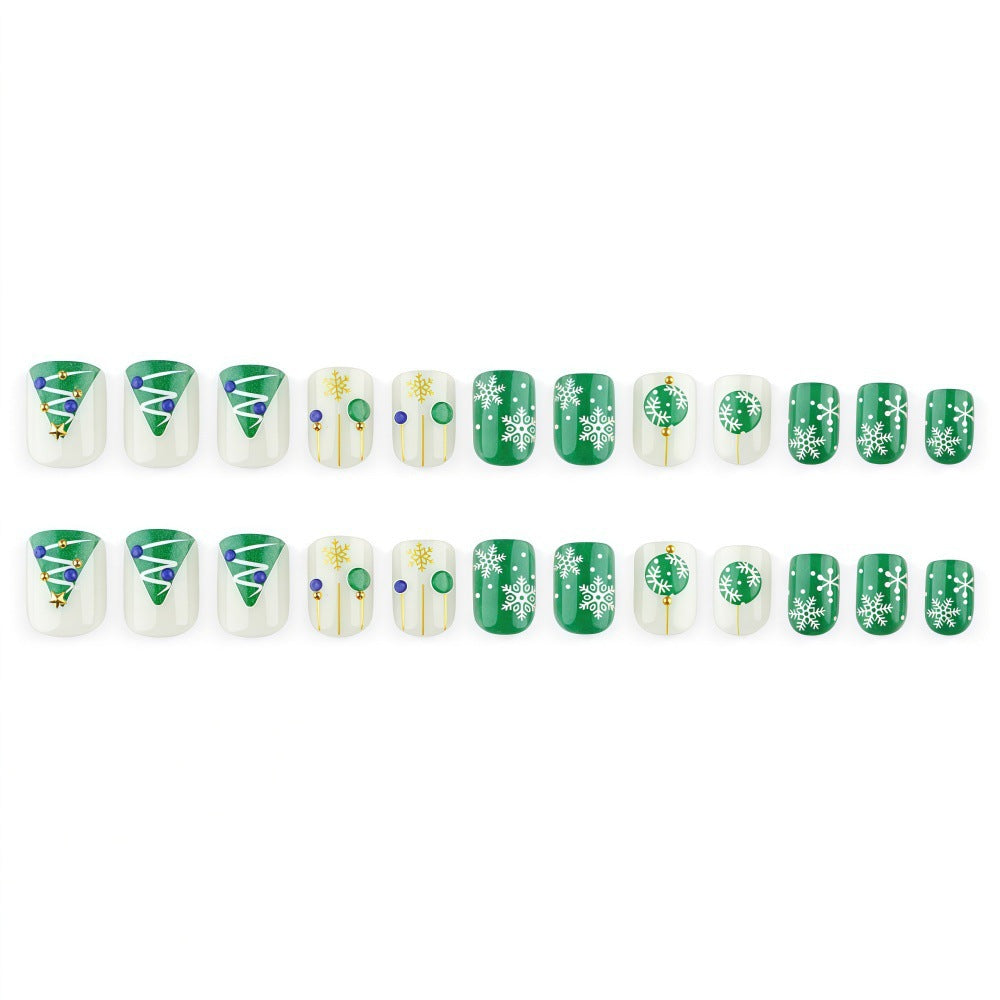 Artificial Nail Set with Festive Winter Design Acalora