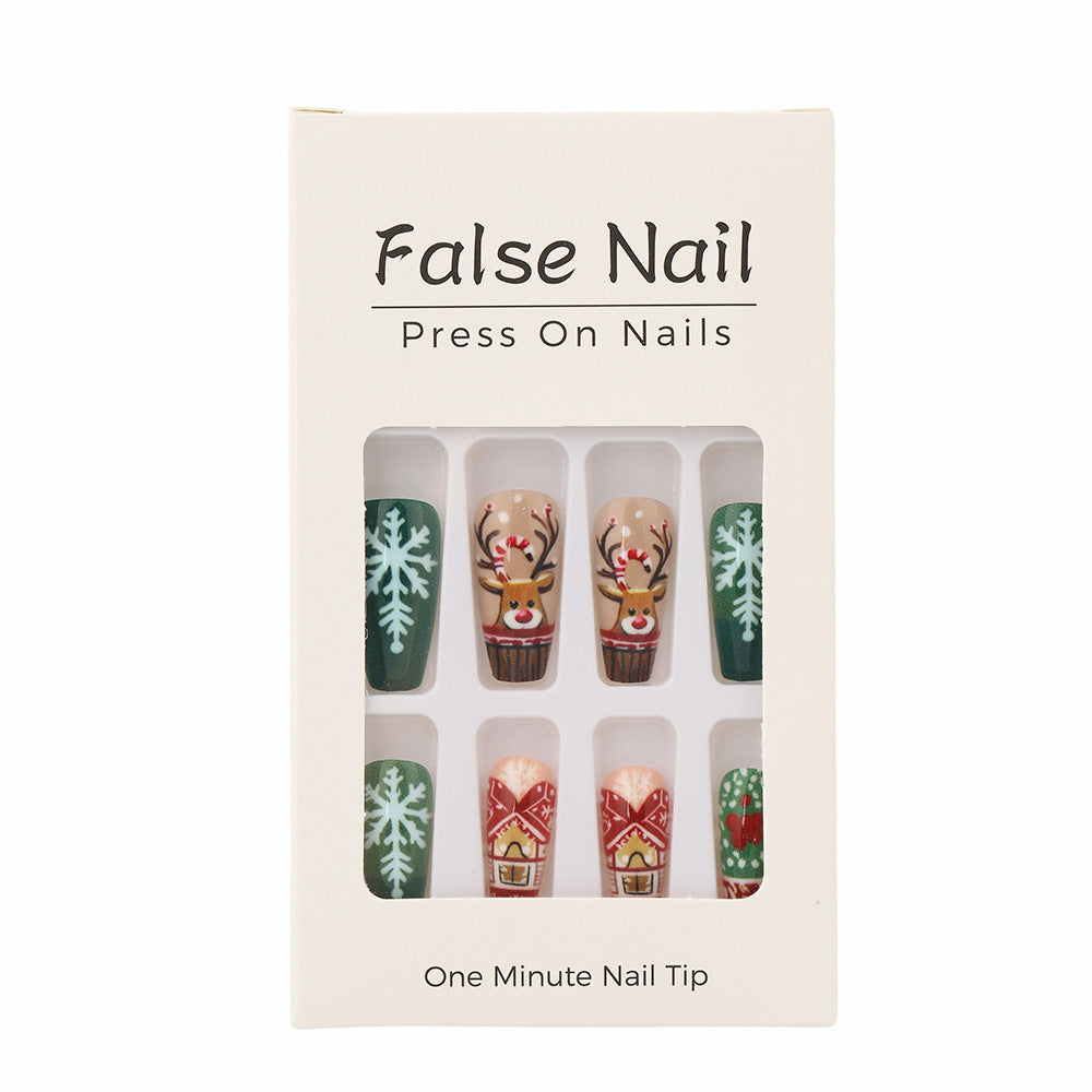 Artificial Nails Set with Festive Christmas Designs Acalora
