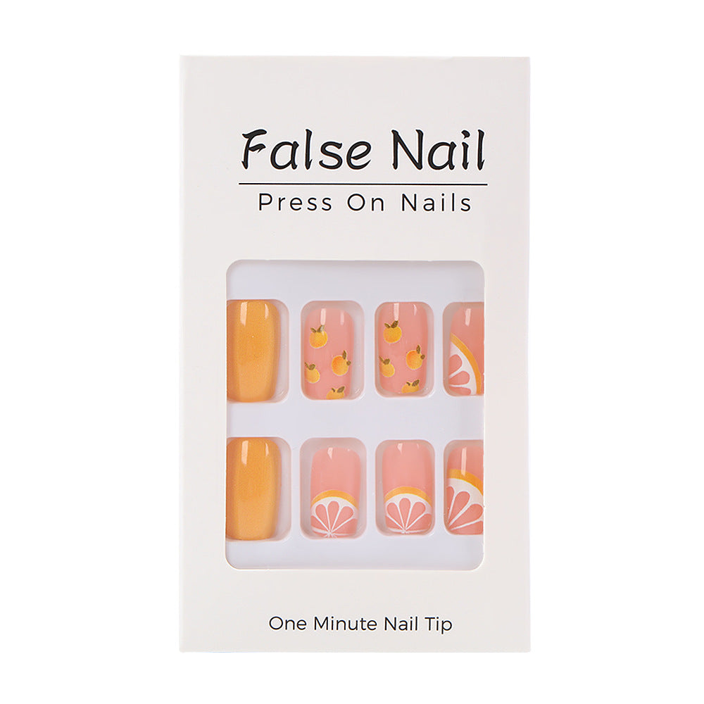 Artificial Nail Set with Fruity Lemon Design Acalora