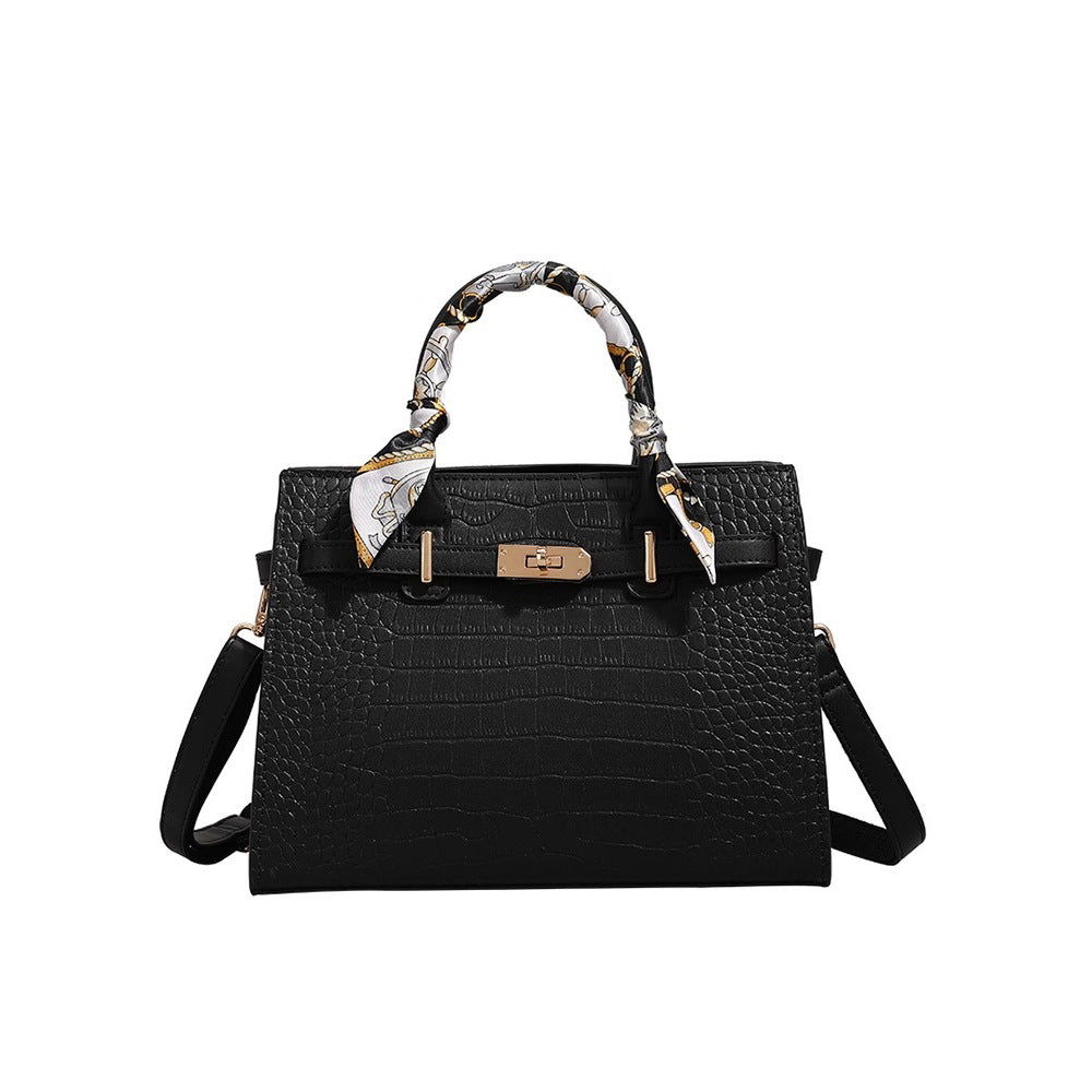 Textured Crocodile-Patterned Handbag Acalora