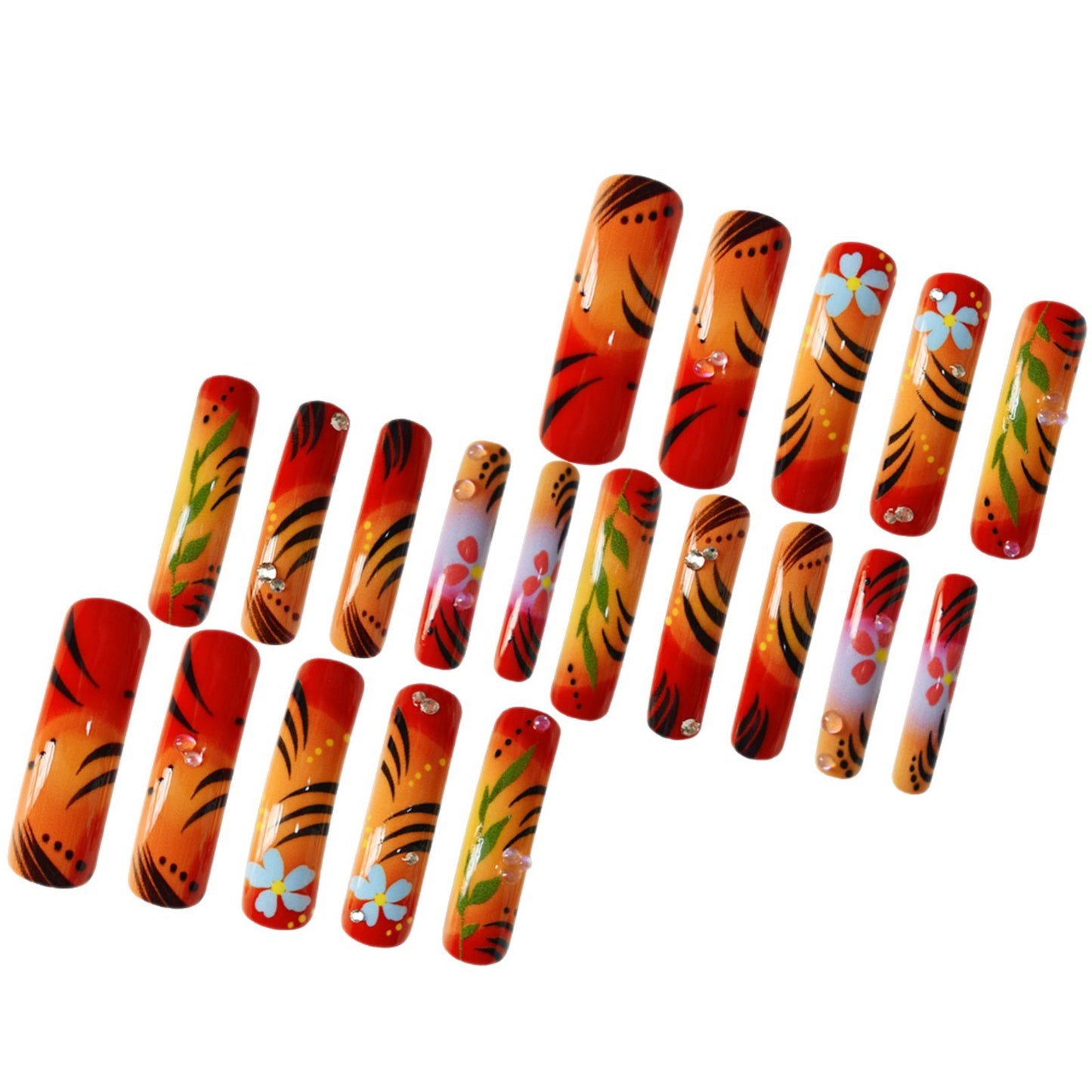 Artistic Floral and Ombre Press-On Nails Acalora
