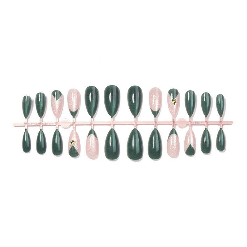 Deluxe Press-On Nail Set with Christmas-inspired Designs Acalora