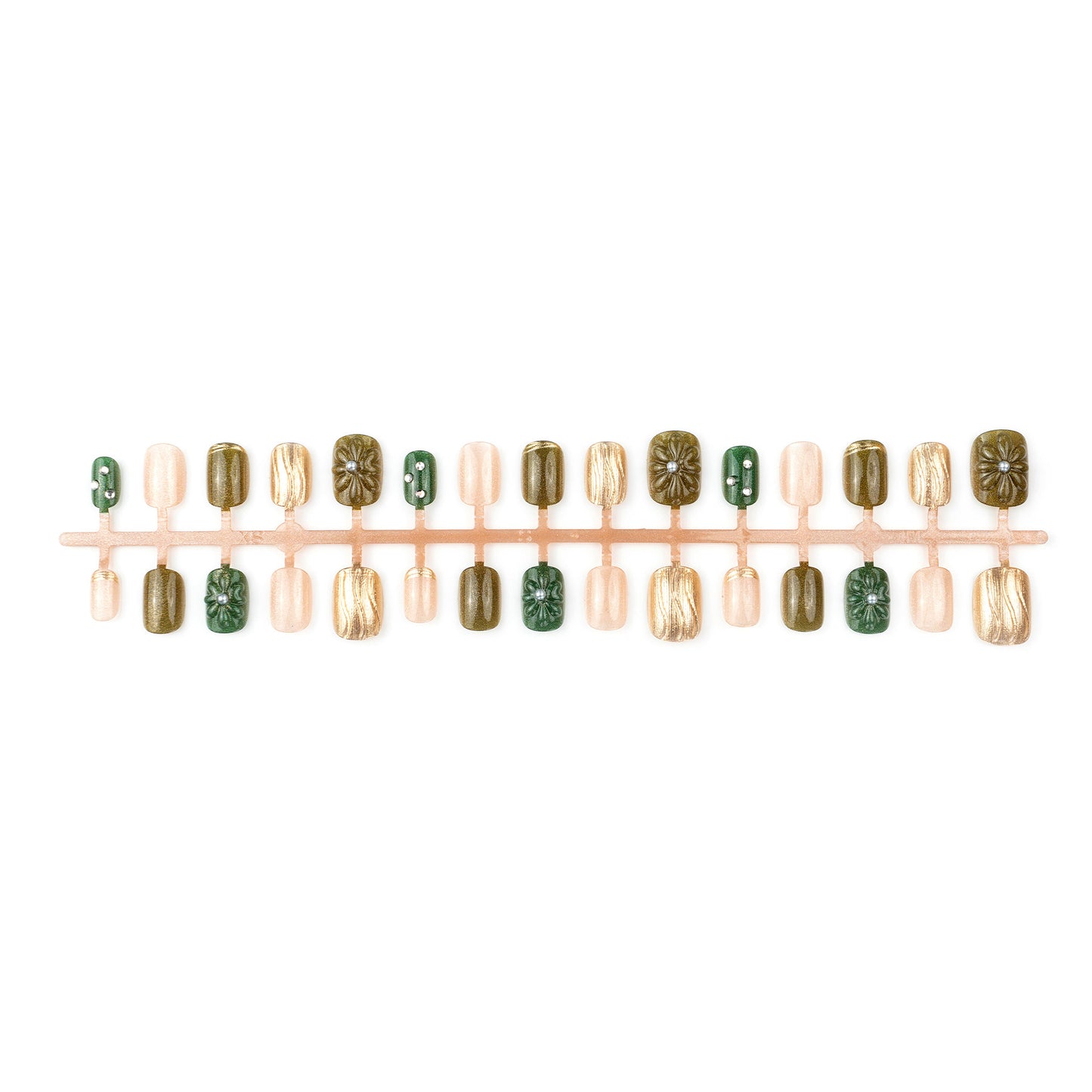 Artificial nail set with elegant flower design and luxurious glitter accents Acalora