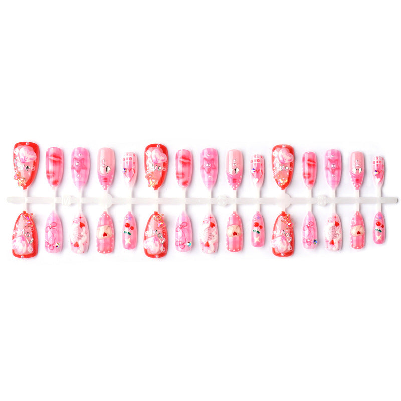 Decorative Heart-Themed Press-On Nail Set Acalora