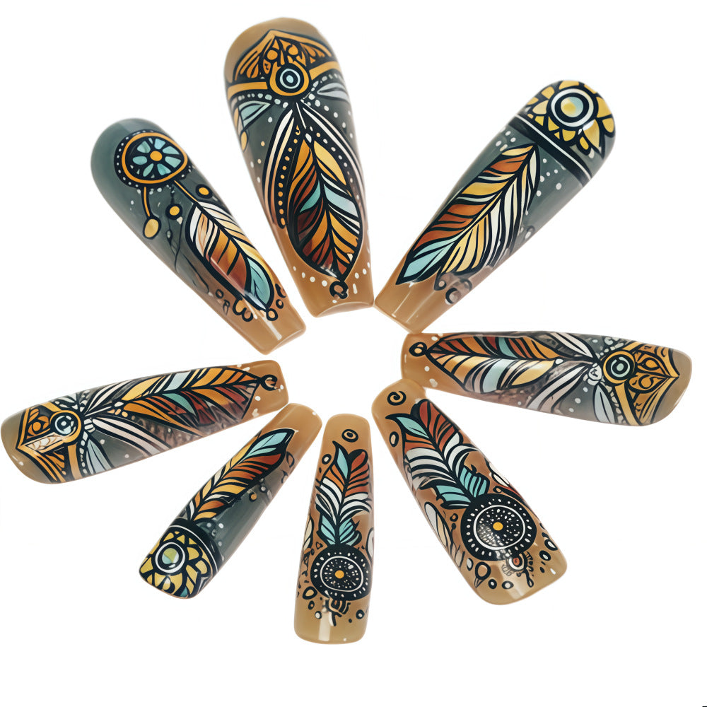 Creative feather design artificial nails Acalora