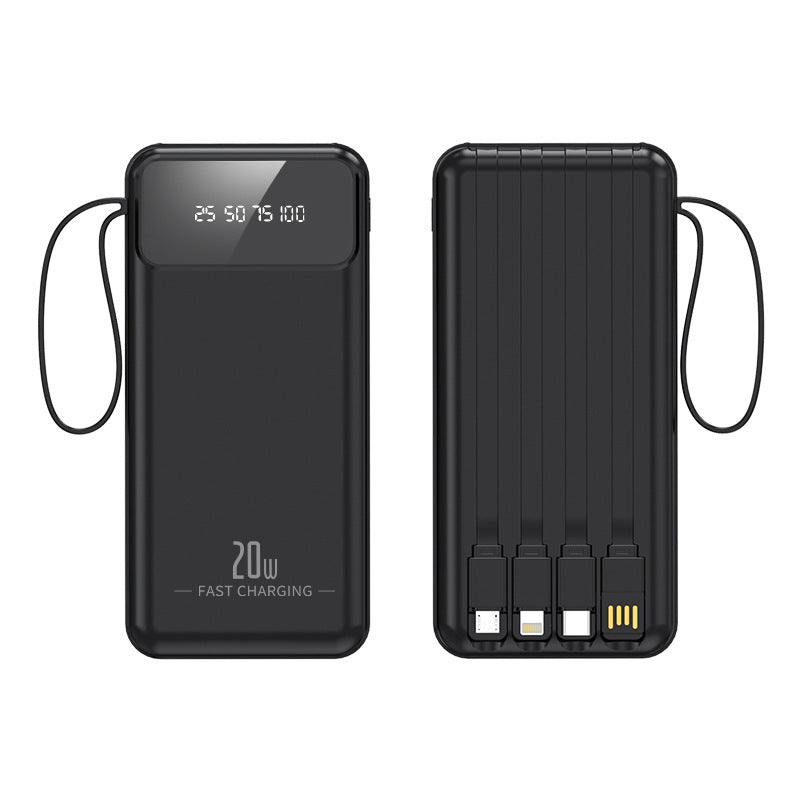 Portable power bank with integrated cable system and digital charging display Bowlift