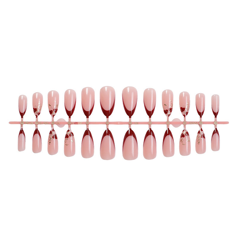 Elegant Stiletto Press-On Nail Set with Decorative Gold Accents Acalora