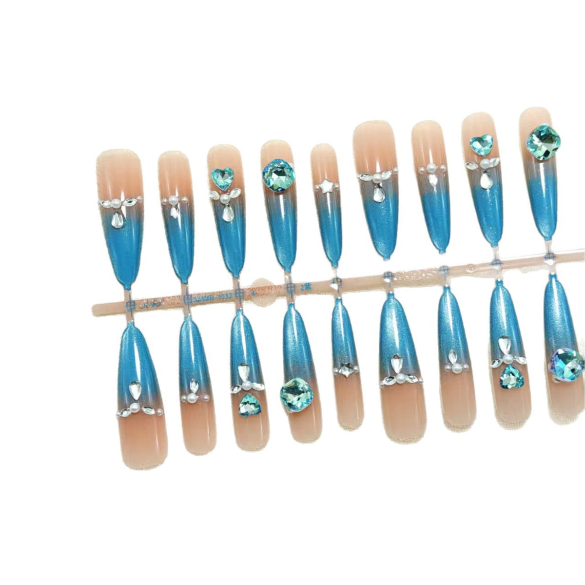 Artificial nails with elegant glitter and stone details Acalora