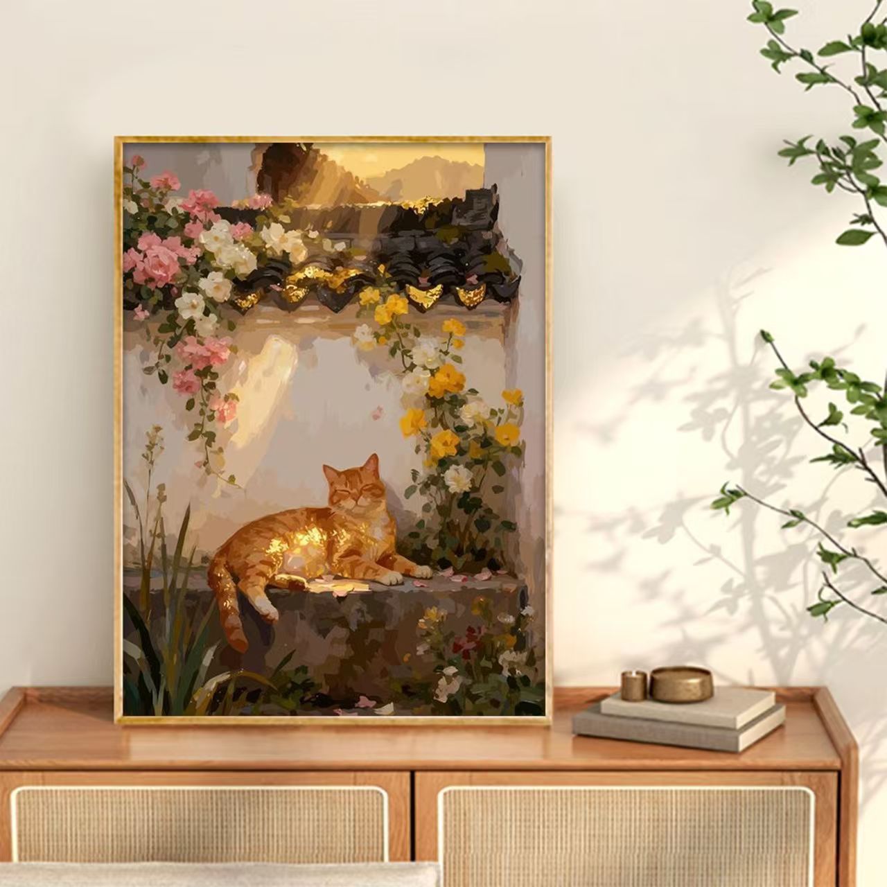 Yawning Cat Canvas Wall Art Print