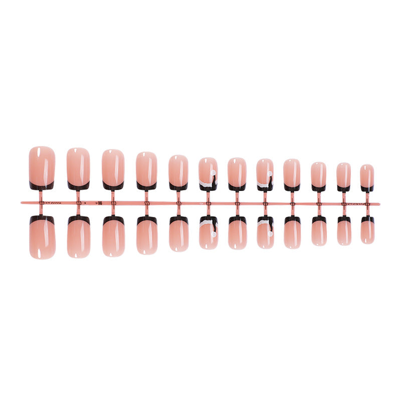 Glossy French Tip Press-On Nail Set Acalora