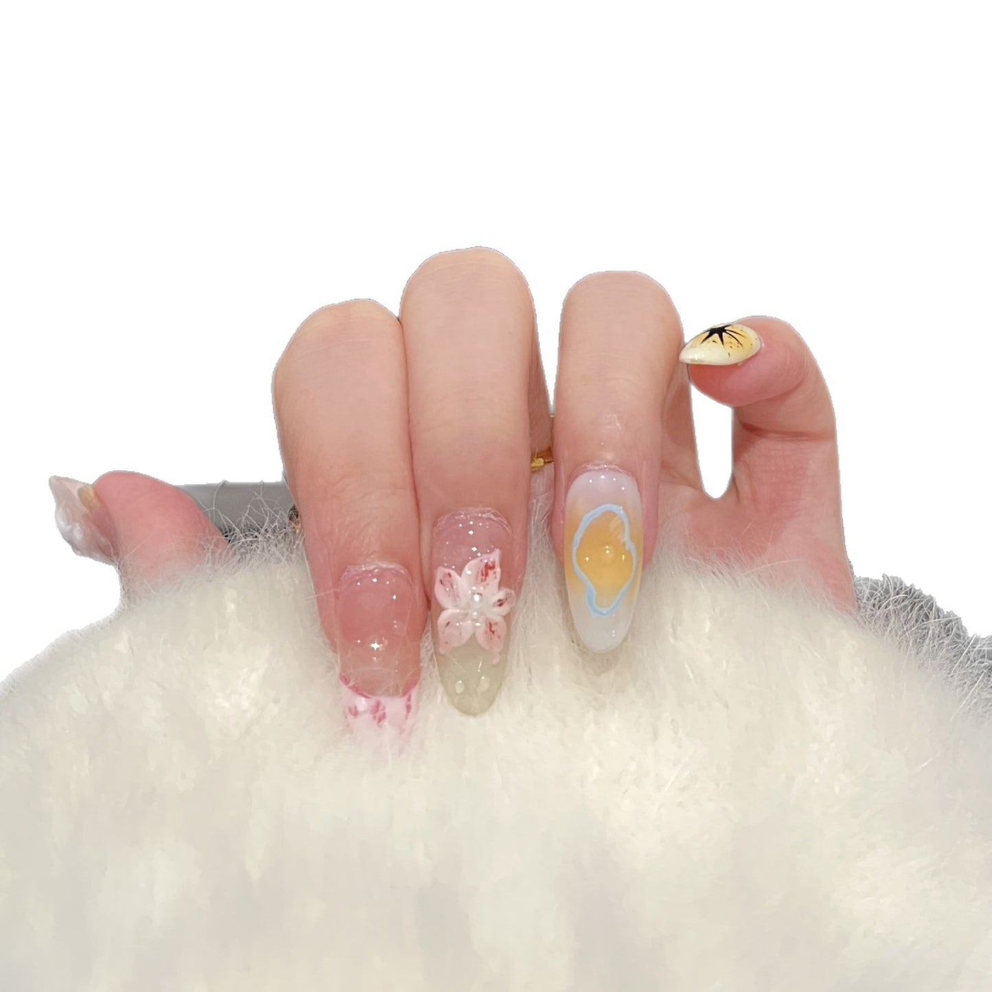 Artistic Floral Press-On Nail Art Set Acalora