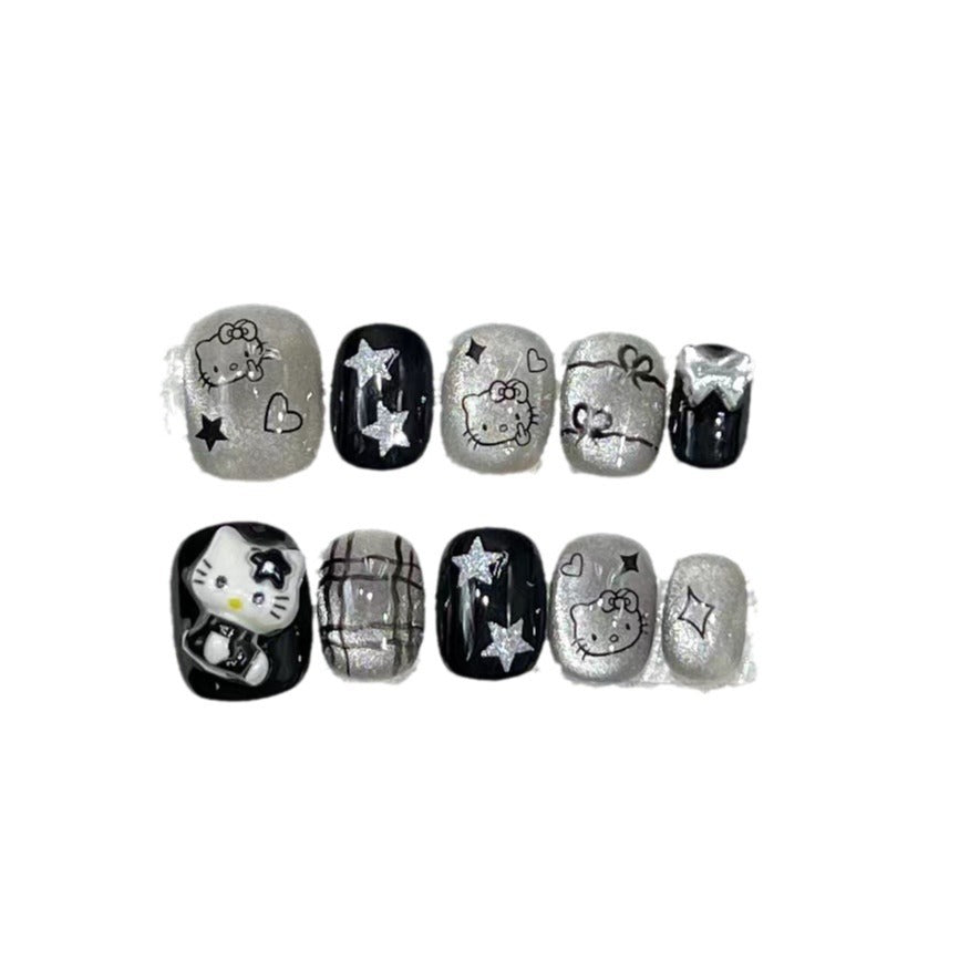 Fun and Whimsical Press-On Nail Set with Cartoon Accents Acalora