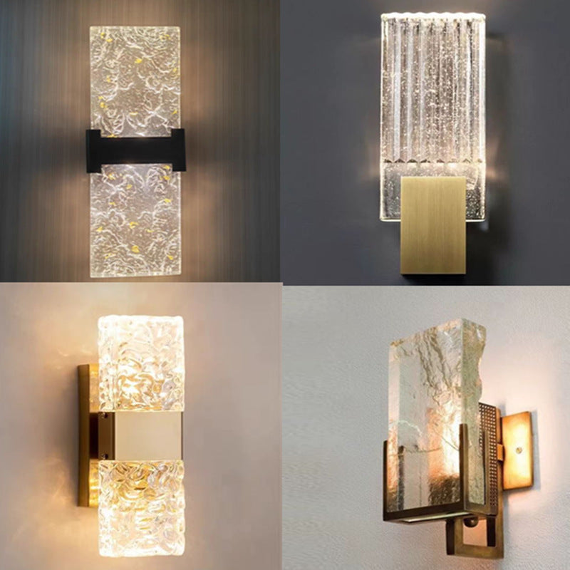 Contemporary Glass Wall Sconce with Textured Finish