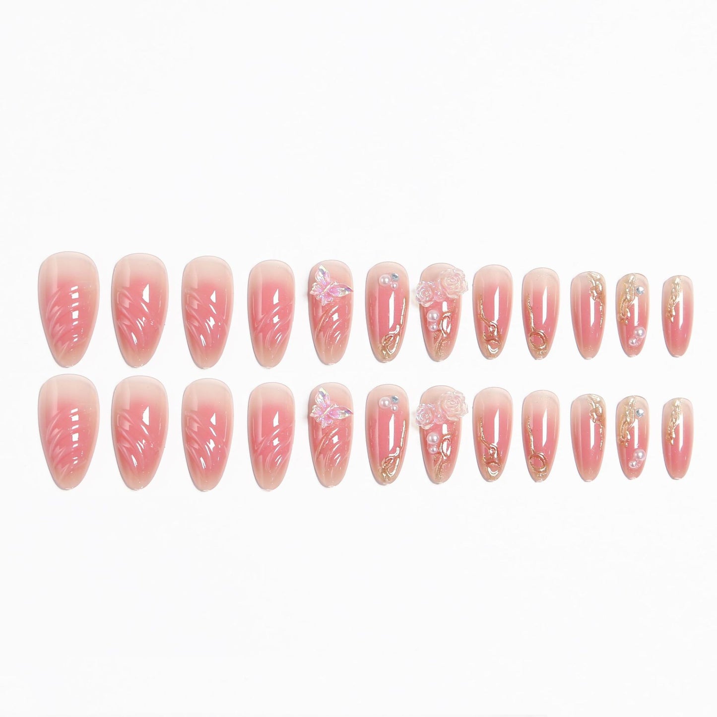 Artificial nail set with elegant blooming 3D decorations Acalora 1788236934