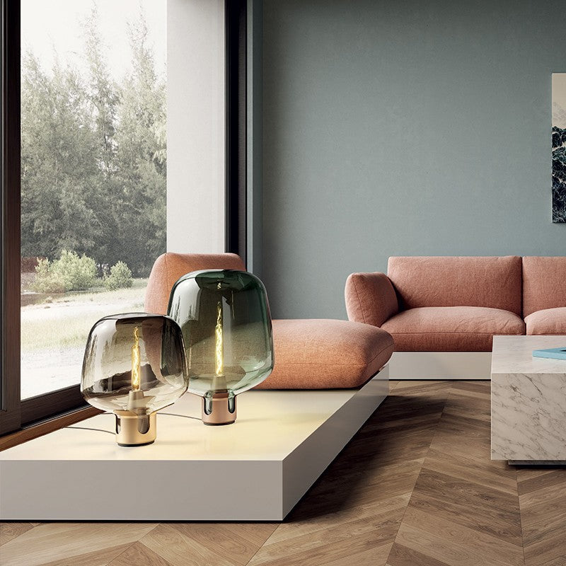 Decorative Glass Table Lamp with Unique Shaped Shade