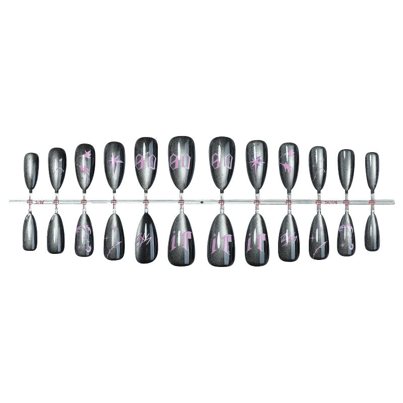 Artistic Press-On Nails Set with Chic Gothic Design Acalora