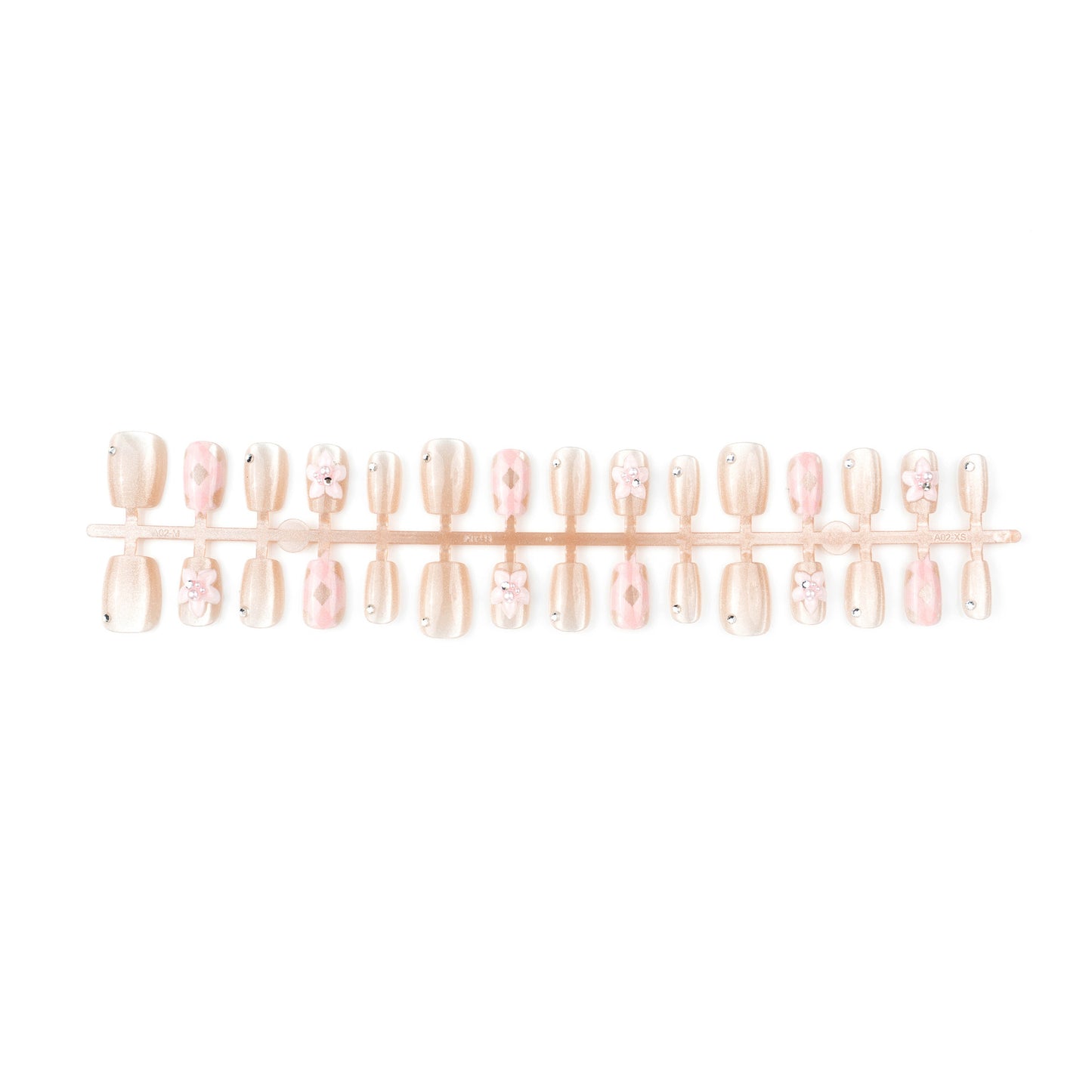 Artificial nail set with floral accents and glitter Acalora