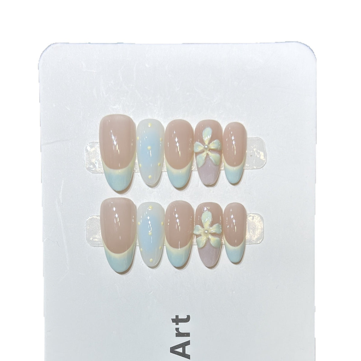 Elegant Press-On Nail Art Set with Floral and Ombre Design Acalora