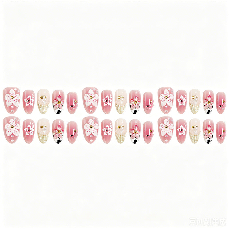 Artificial nail set with elegant floral accents Acalora