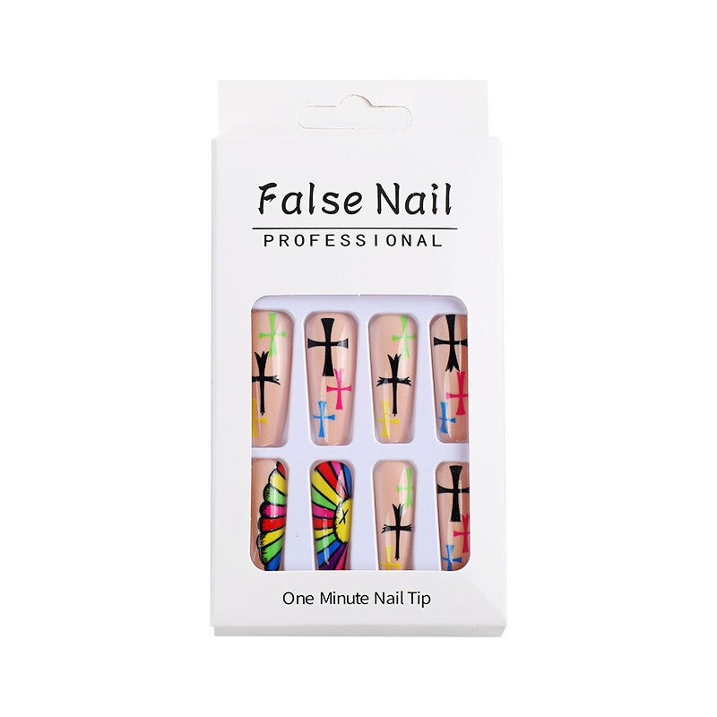 Artificial Nails Set with Creative Cross Pattern Acalora