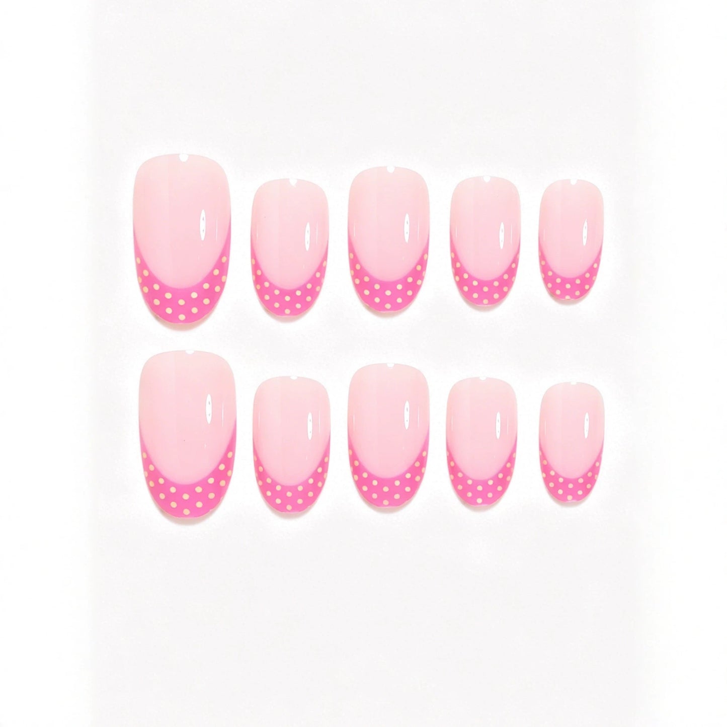 Artistic Polka Dot French Tip Nail Set Acalora