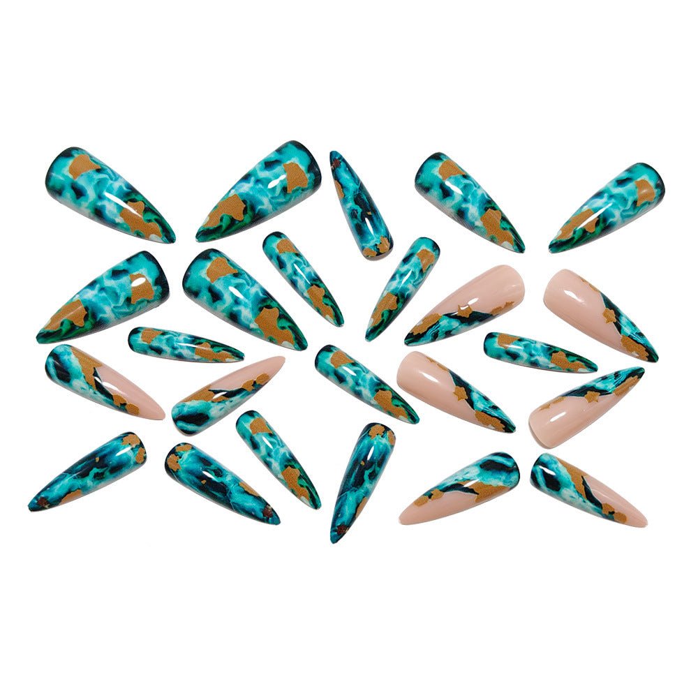 Luxury marble design artificial nails Acalora