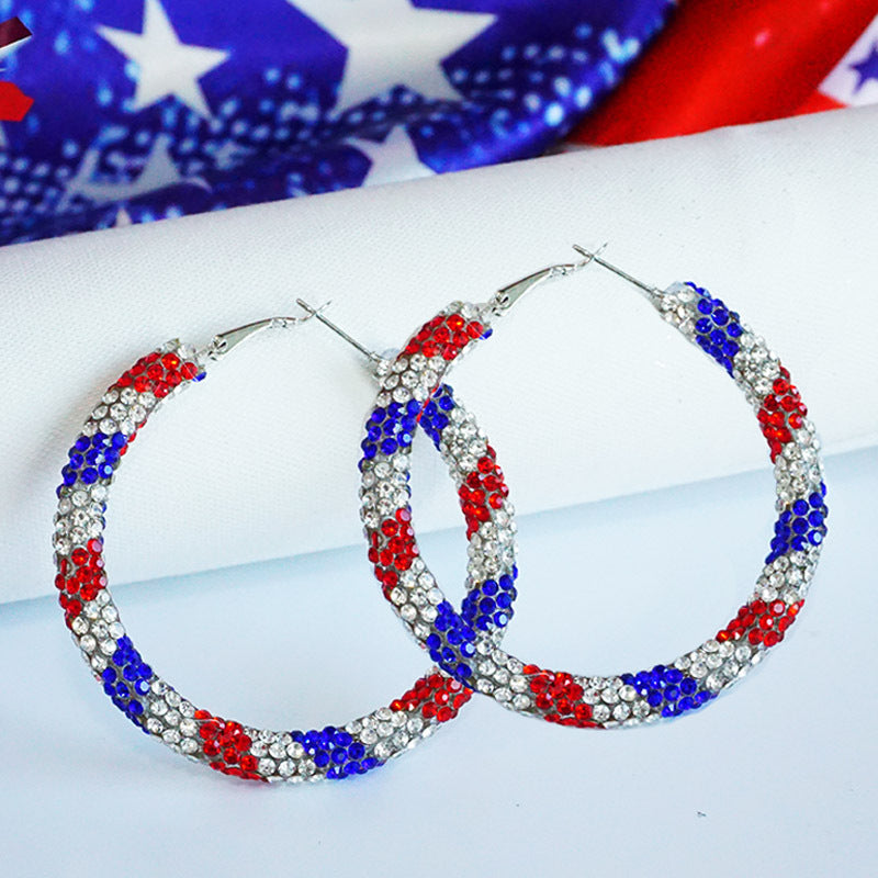 Women's large hoop earrings with rhinestone embellishment and rhodium-plated setting Bowlift