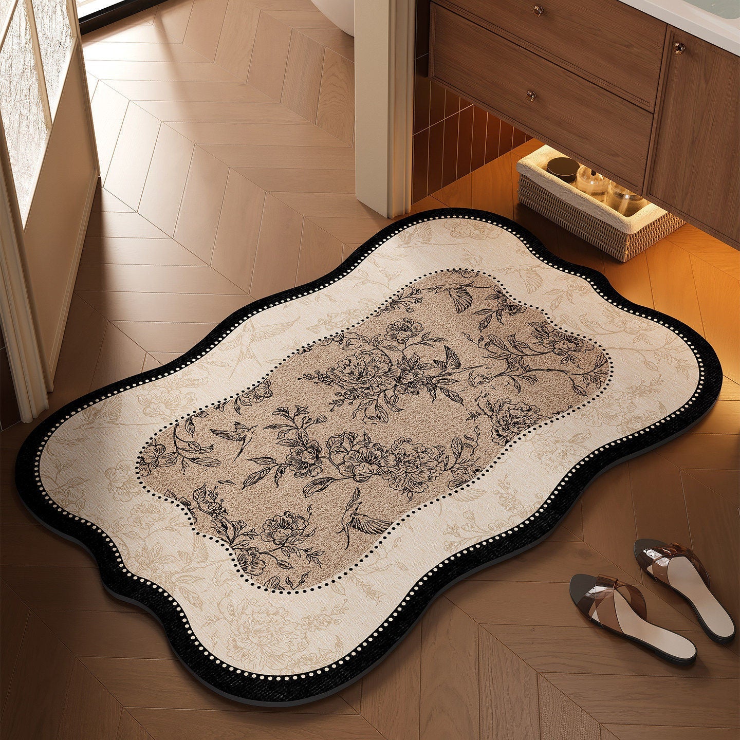 Floral Design Bathroom Mat
