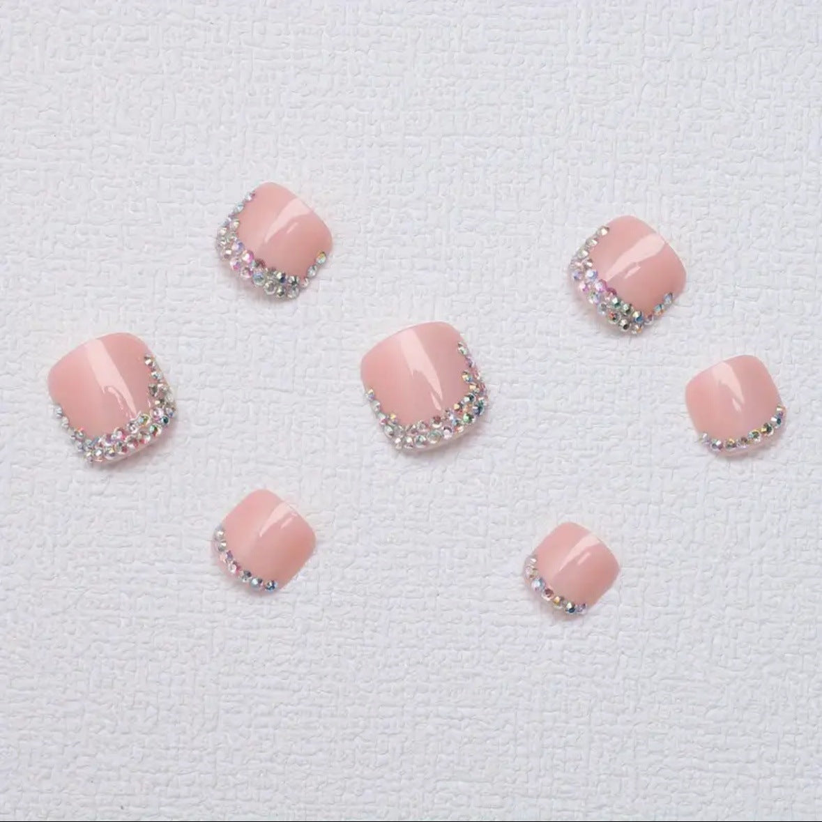 Rhinestone-Embellished Press-On Toenails Acalora