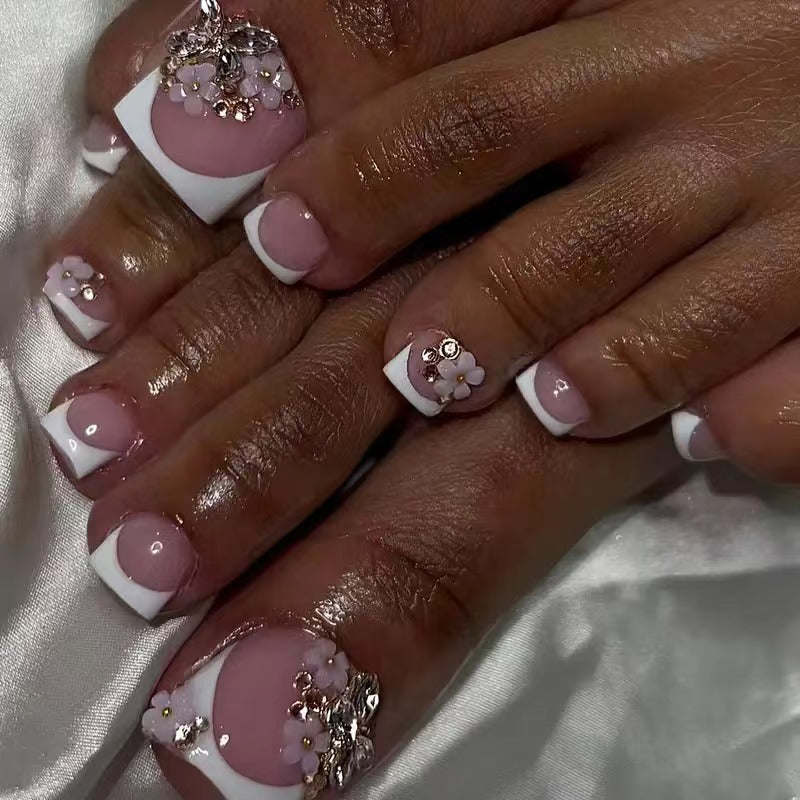 Floral Embellished Press-On Nail Set Acalora