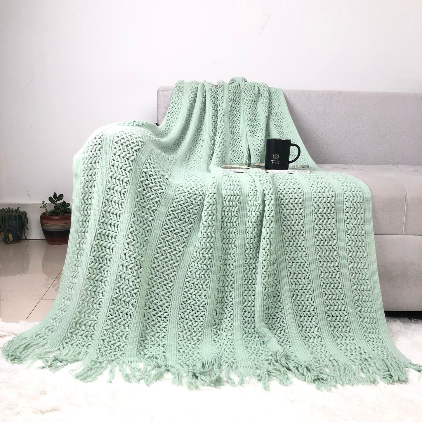 Textured Handwoven Throw Blanket
