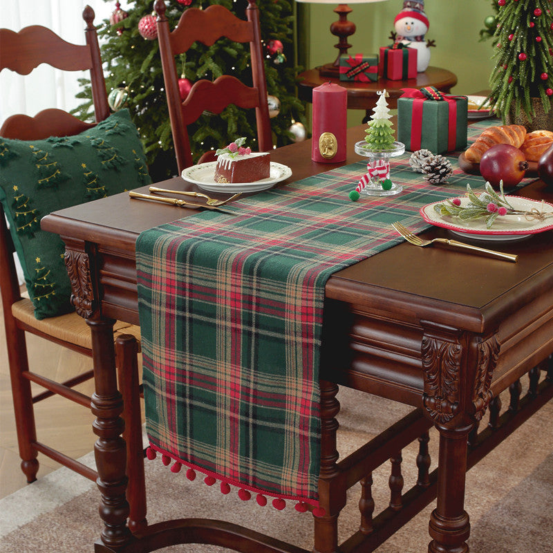 Stylish Pom-Pom Trimmed Table Runner