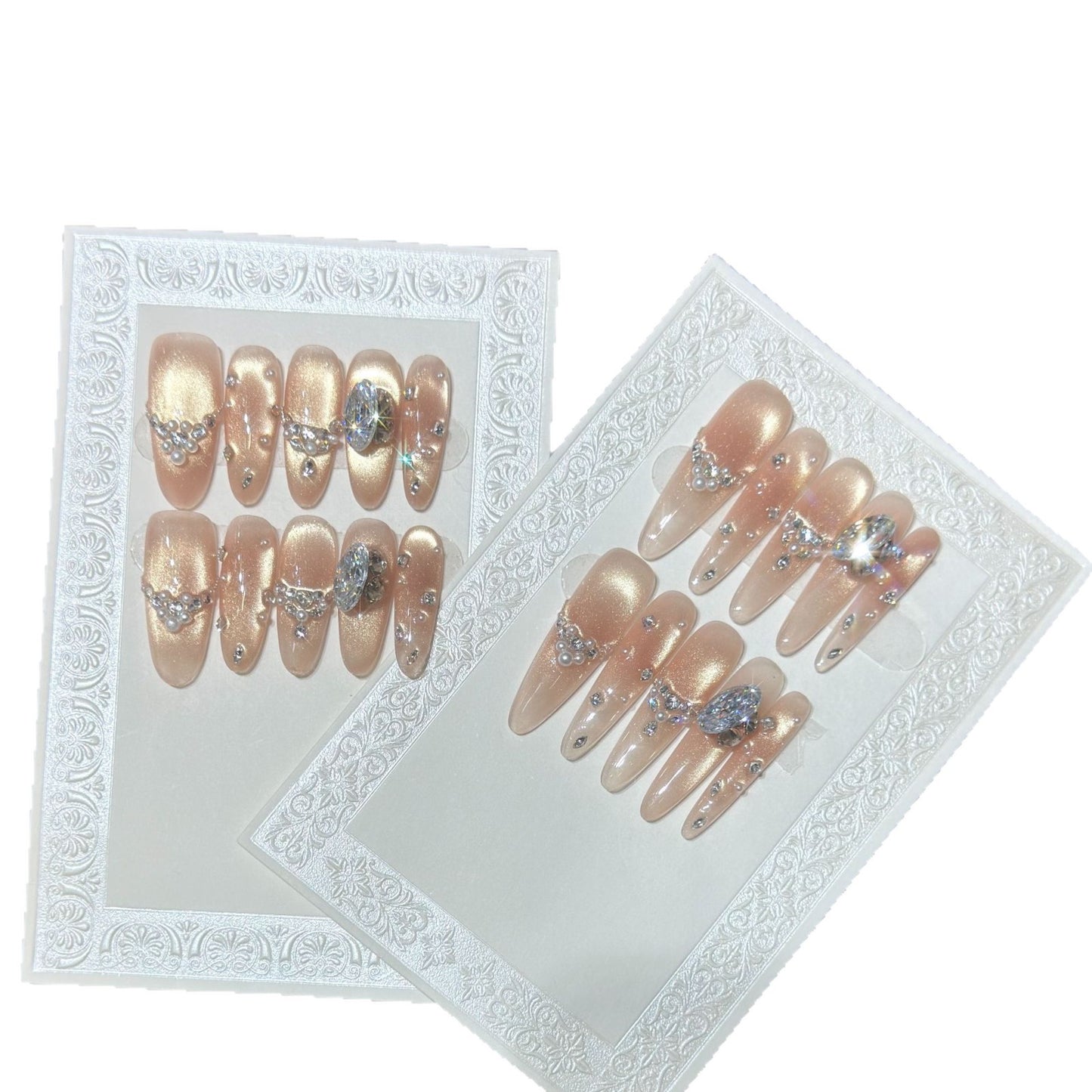 Elegant Stiletto Nail Art Set with Rhinestone and Glitter Detailing Acalora