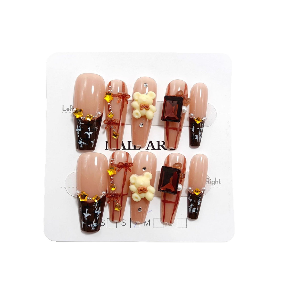 Artificial nail set with 3D decorations and elegant accents Acalora