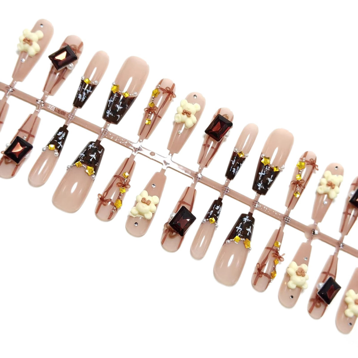 Artificial nails with playful animal designs and glitter effects Acalora