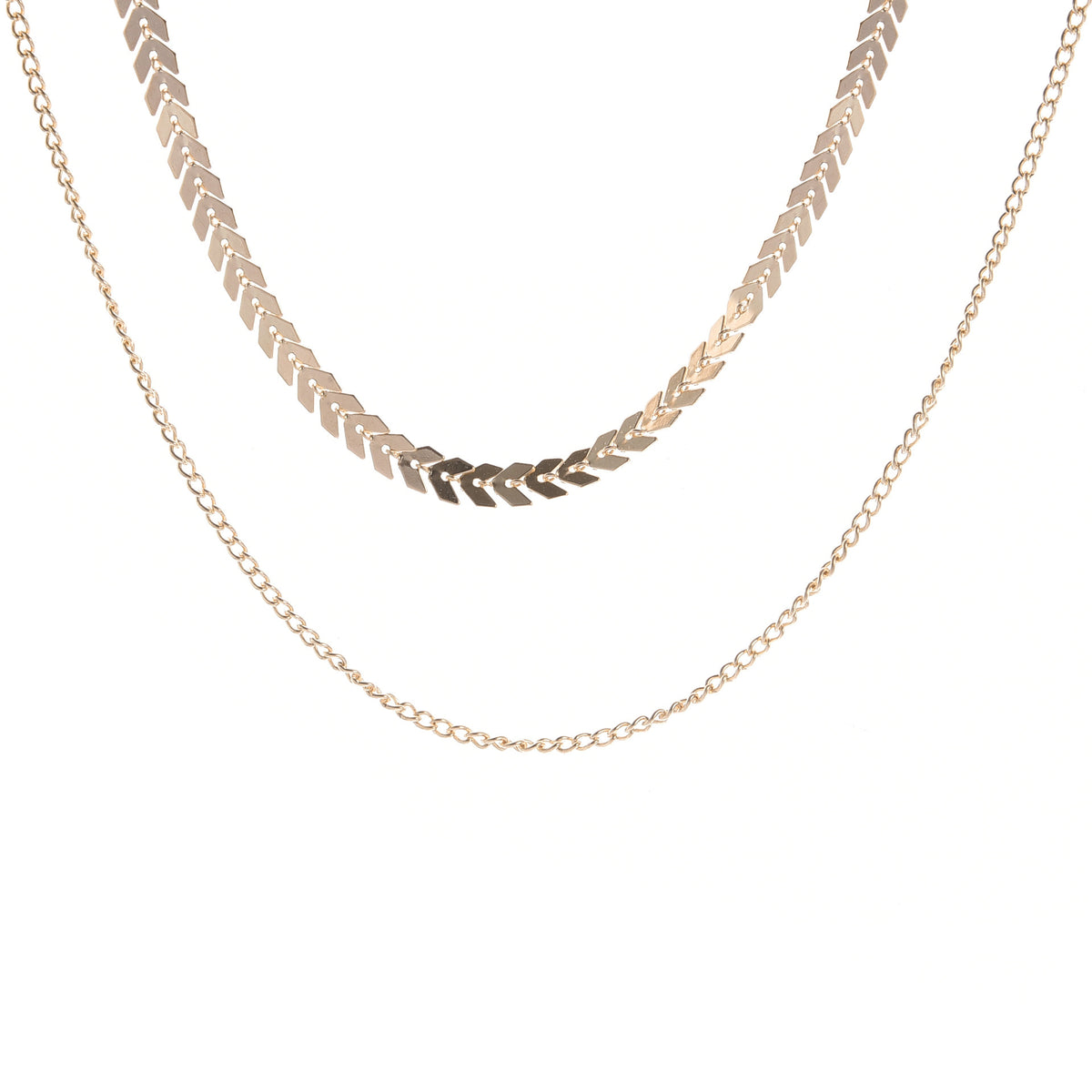 Layered Chevron Chain Necklace Acalora