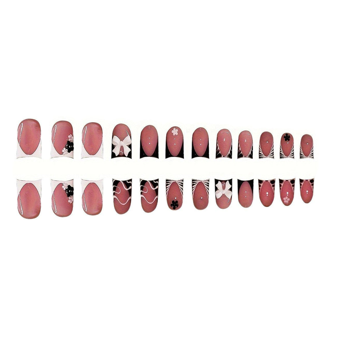 Decorative Press-On Nail Art with Floral and Graphic Designs Acalora