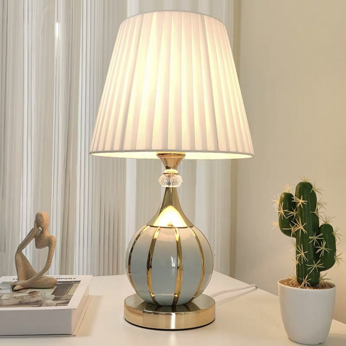 Elegant Modern Table Lamp with Crystal Details