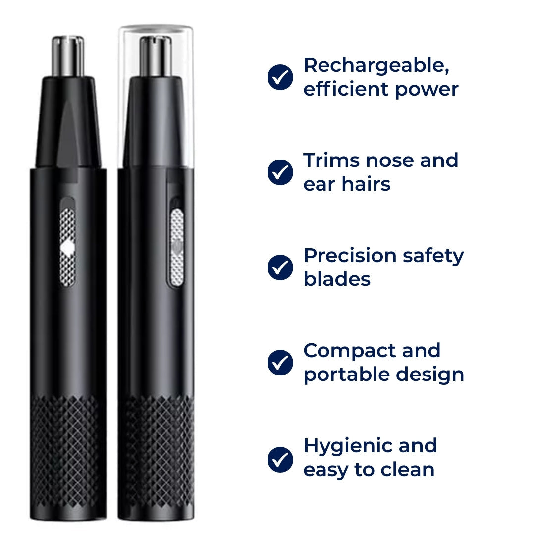Rechargeable Nose Hair Trimmer – Cordless & Portable – Safe Blades – Trims Nose & Ear Hair – Easy to Clean – For Men & Women Bowlift