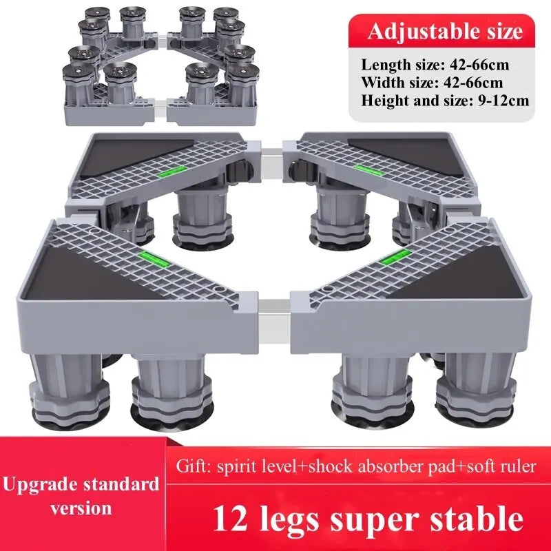 Skanto | Stabilova Adjustable Roller Stand for Washing Machine & Refrigerator | With 4 Double Wheels & Shock Absorption | Height Adjustable & Load-Bearing