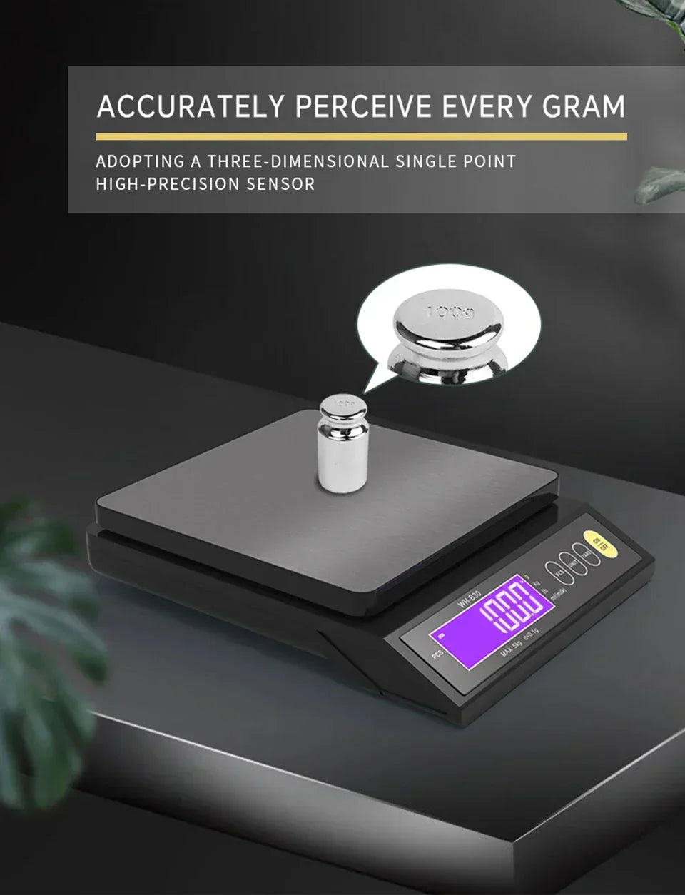 Skanto | 5 kg/0.1 g and 10 kg/1 g Digital Electronic Kitchen Scale, LCD Display, Fully Waterproof Stainless Steel Weighing Tool for Baking