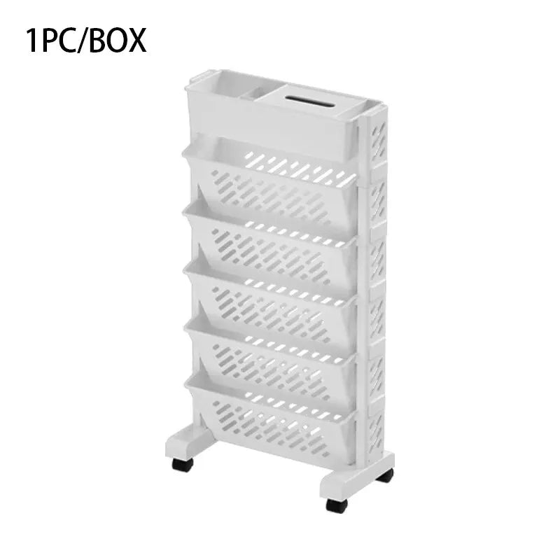 Skanto | Floor Mounted Movable Bookshelf with Wheels - Classroom Desk Storage Shelf Large Capacity, Multi-Layer Book Storage Shelf